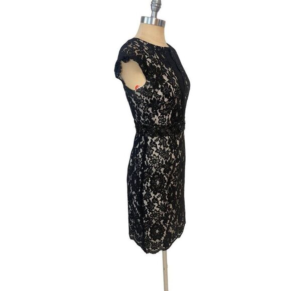 Monique Lhillier Black Beaded Party Cocktail Dress size 4 - Picture 2 of 8